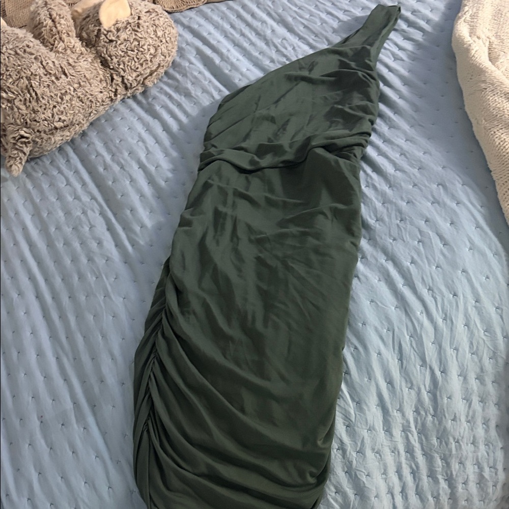 Express Dark Green Ruched Dress